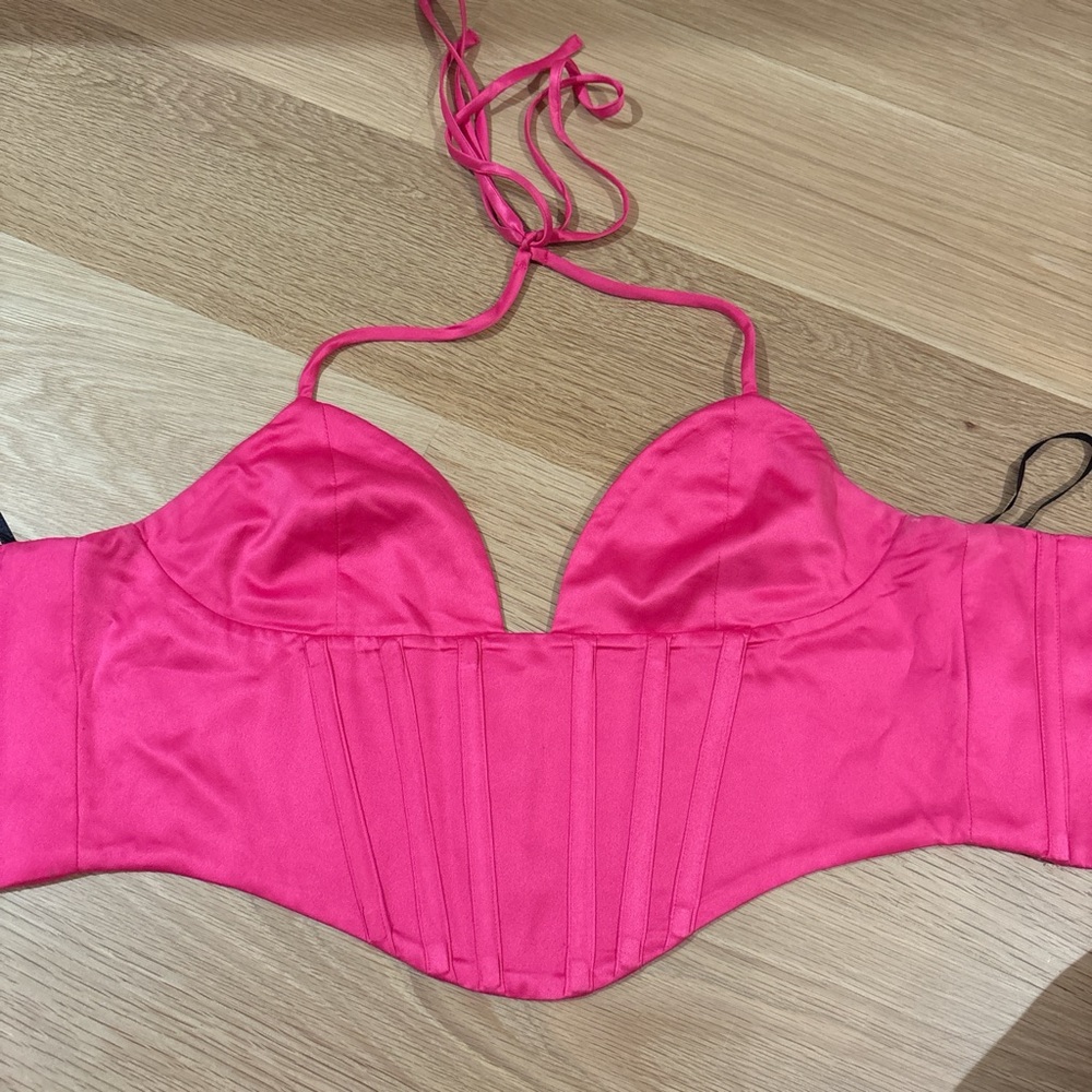 NBD hot pink corset crop top size large - like new and only worn once